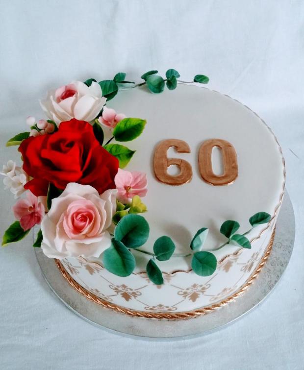 Kvetinová na 60 pre dámu, torta, Narodeninové torty, mlssna alena, 1