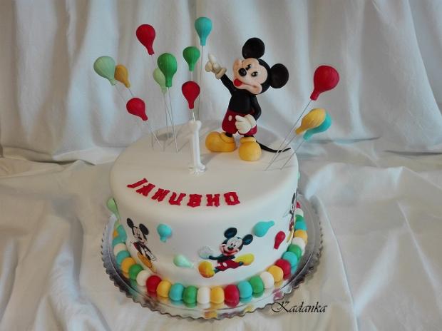 Mickey Mouse s balónikmi v pastelových farbách..., torta, Rozprávkové torty, Kadanka, 1
