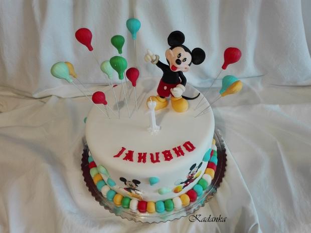 Mickey Mouse s balónikmi v pastelových farbách..., torta, Rozprávkové torty, Kadanka, 3