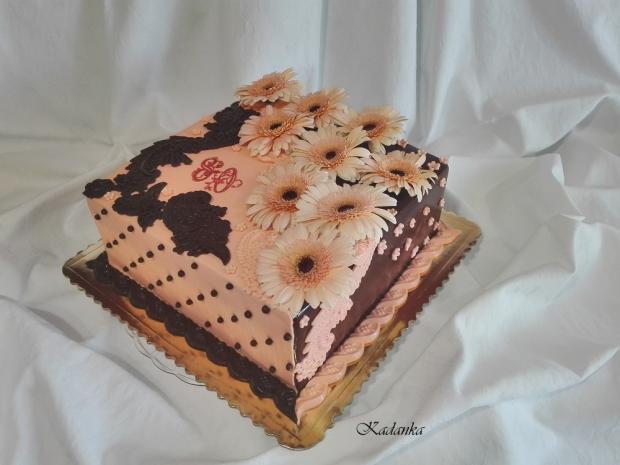 Čokoládovo marhuľová s gerberami..., torta, Narodeninové torty, Kadanka, 3