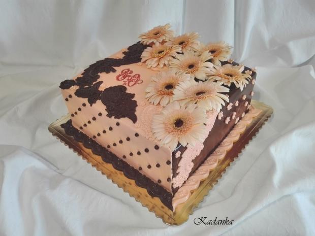 Čokoládovo marhuľová s gerberami..., torta, Narodeninové torty, Kadanka, 1