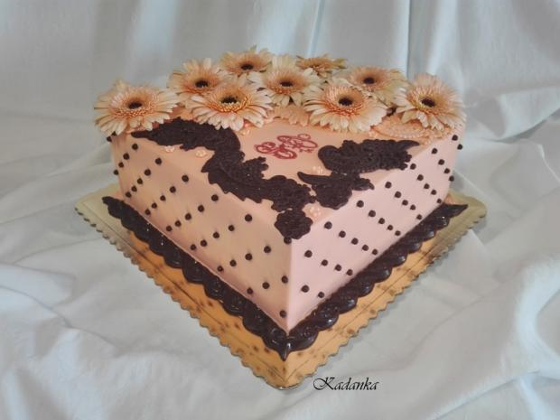 Čokoládovo marhuľová s gerberami..., torta, Narodeninové torty, Kadanka, 2