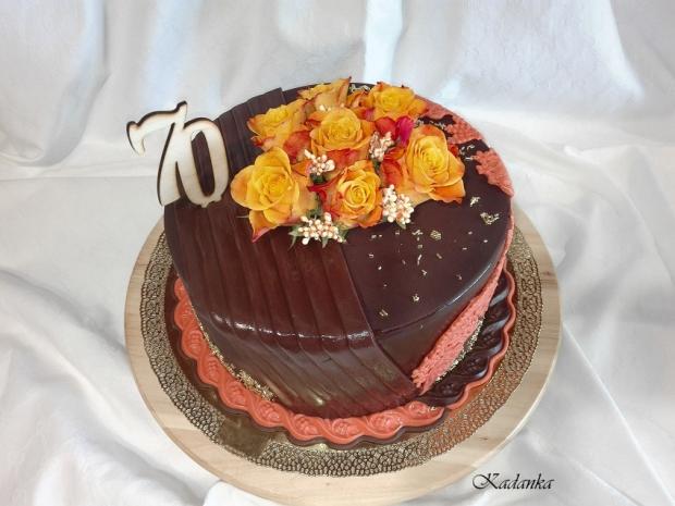 Čokoládovo broskyňová s ružami..., torta, Narodeninové torty, Kadanka, 1