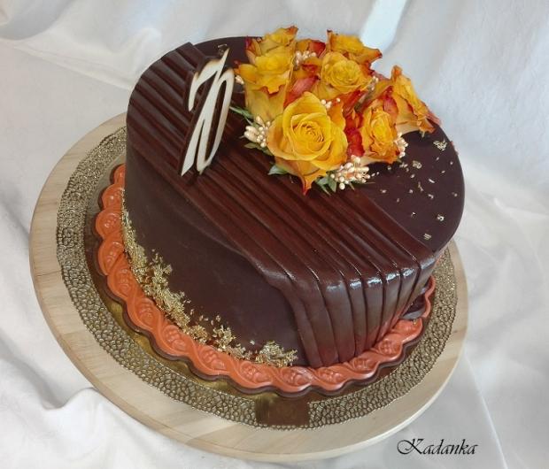 Čokoládovo broskyňová s ružami..., torta, Narodeninové torty, Kadanka, 2