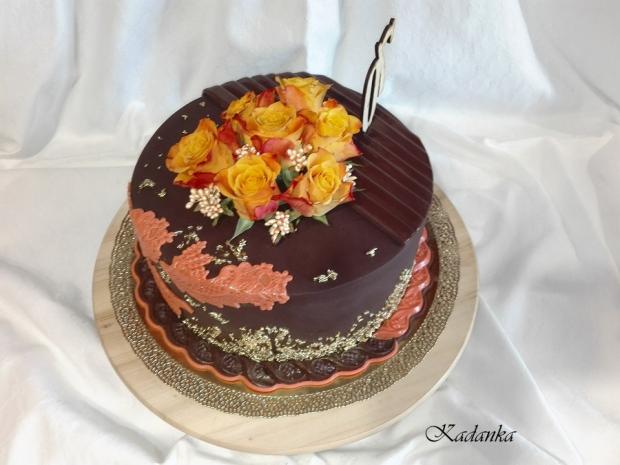 Čokoládovo broskyňová s ružami..., torta, Narodeninové torty, Kadanka, 3