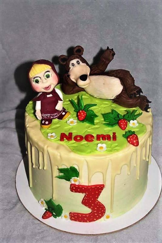 Drip torta s Mášou a medveďom, torta, Rozprávkové torty, stanula, 1