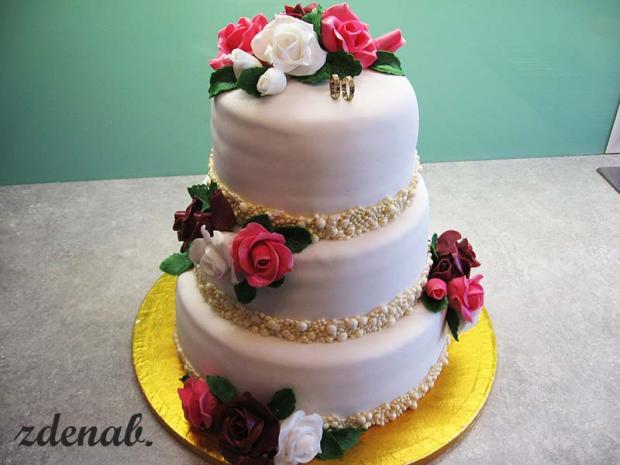 svatební s růžemi, torta, Svadobné torty, zdenab., 1