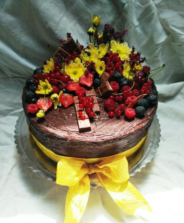 Narodeninová so živými kvetmi a ovocím, torta, Narodeninové torty, Lucia Gažiová, 1