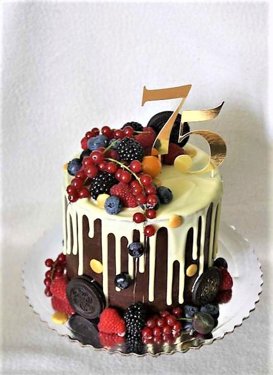 Čokoládová drip torta s ovocím, torta, Drip torty, stanula, 1