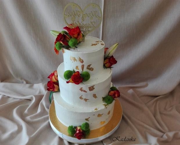 Svadobná polonahá,  pozlátená v jesennom šate..., torta, Svadobné torty, Kadanka, 2