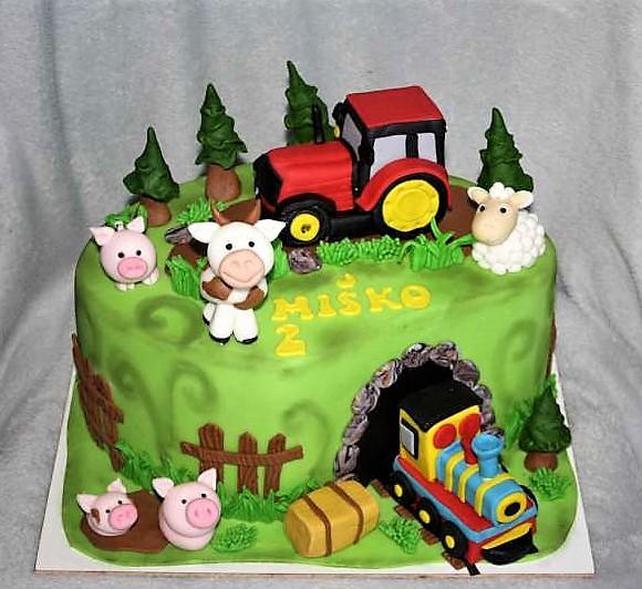 S traktorom, torta, Torty autíčka, vláčiky, stanula, 1