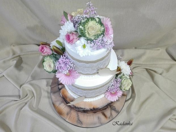 Svadobná v prírodnom..., torta, Svadobné torty, Kadanka, 4