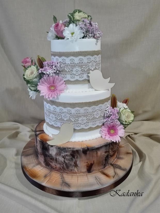 Svadobná v prírodnom..., torta, Svadobné torty, Kadanka, 1