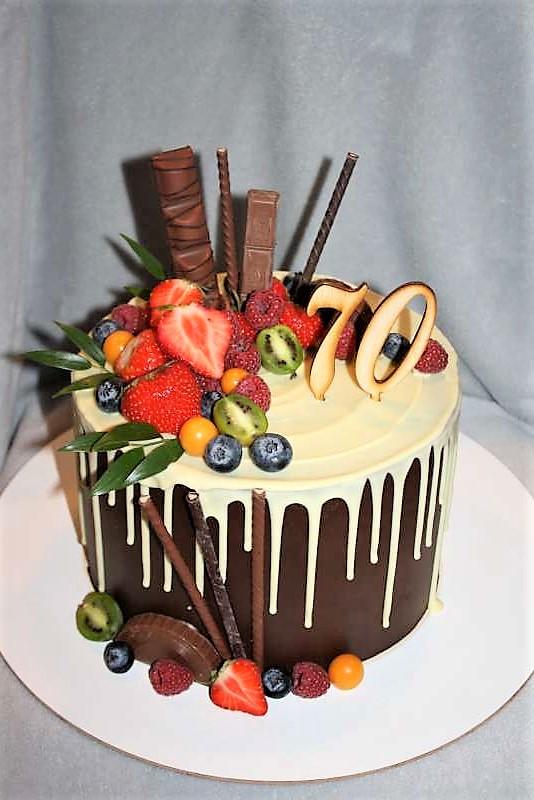 Čokoládová drip torta s ovocím, torta, Drip torty, stanula, 1