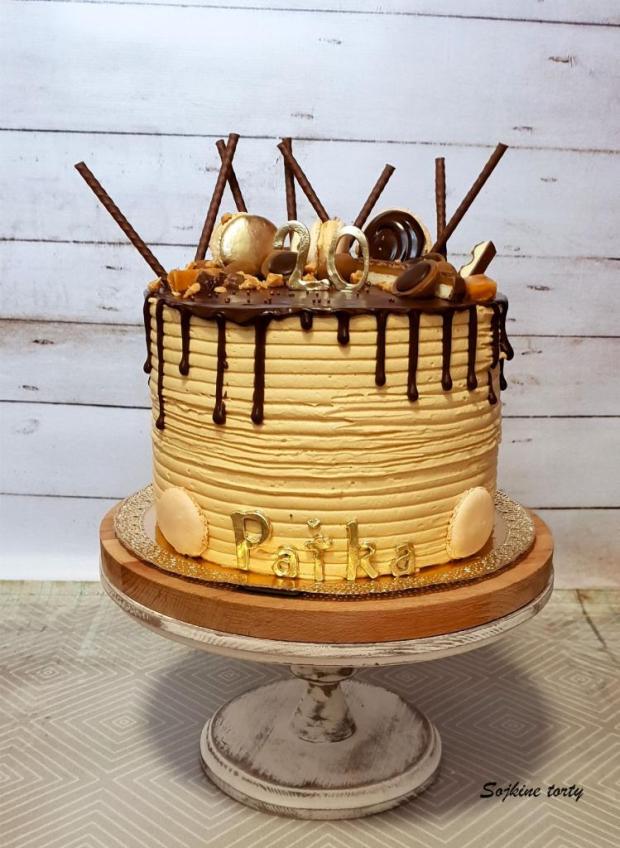 Krémová čokoládovo-karamelová , torta, Drip torty, S. Sojka, 1