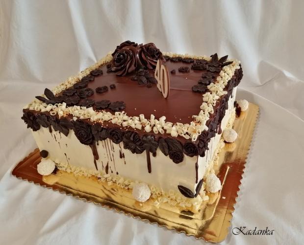 Drip tortička s čokoládovým reliéfom a čokoládovými ružami..., torta, Drip torty, Kadanka, 4