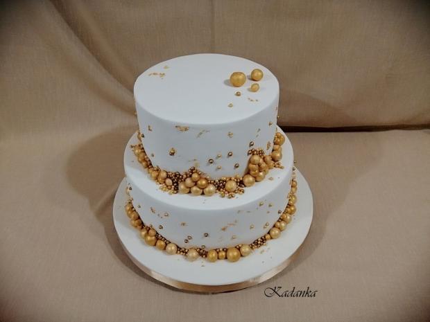 Svadobná so zlatými guličkami..., torta, Svadobné torty, Kadanka, 5