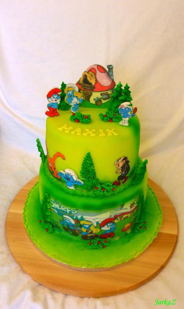 Šmolková dedinka, torta, Rozprávkové torty, JarkaZ, 1
