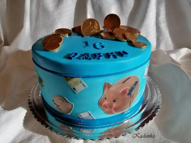 Posledná tohoročná Pokladníčka pre fešáka, čo rád sporí..., torta, Ostané torty pre deti, Kadanka, 1