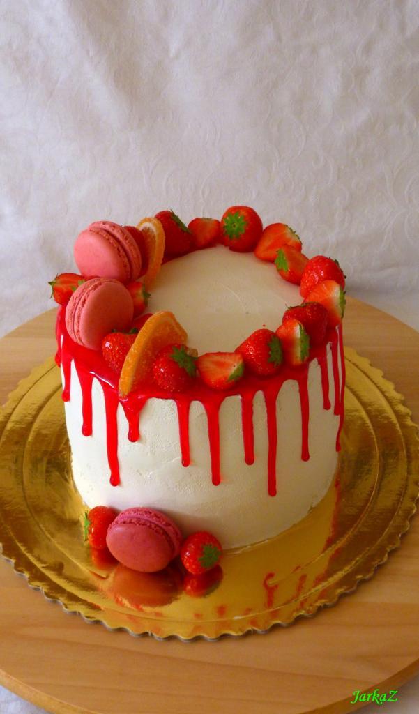 Jahodová s macronkami, torta, Drip torty, JarkaZ, 1