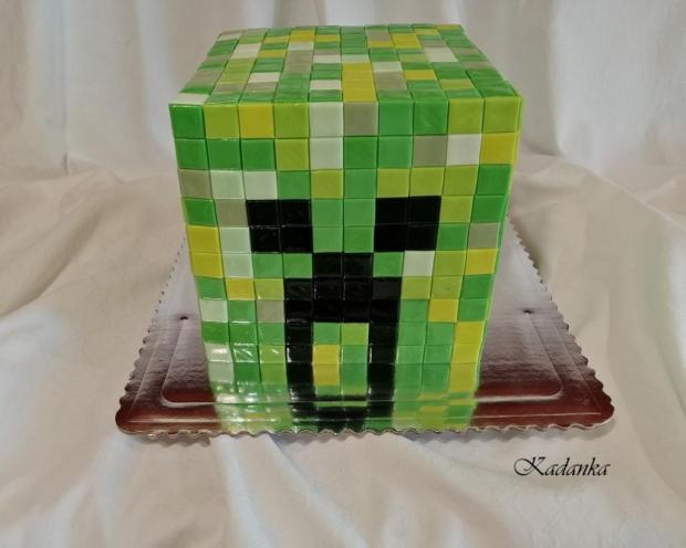 Minecraft - hlava Creepera kocka 20*20*20, torta, Ostané torty pre deti, Kadanka, 1