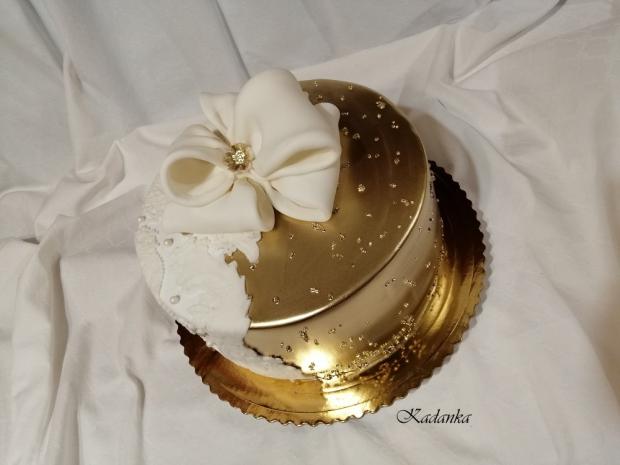 Zlato biely dezertík k výročiu..., torta, Narodeninové torty, Kadanka, 3