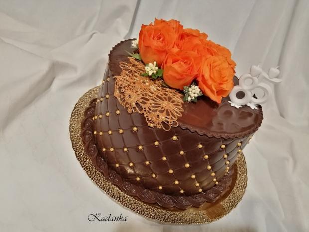Dezertík pre babku s čokoládovým poťahom a ružami..., torta, Narodeninové torty, Kadanka, 3