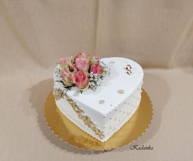 Svadobné bielo zlaté do daru..., torta, Svadobné torty, Kadanka, 2