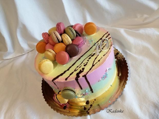 Krémová s makrónkami, torta, Drip torty, Kadanka, 2