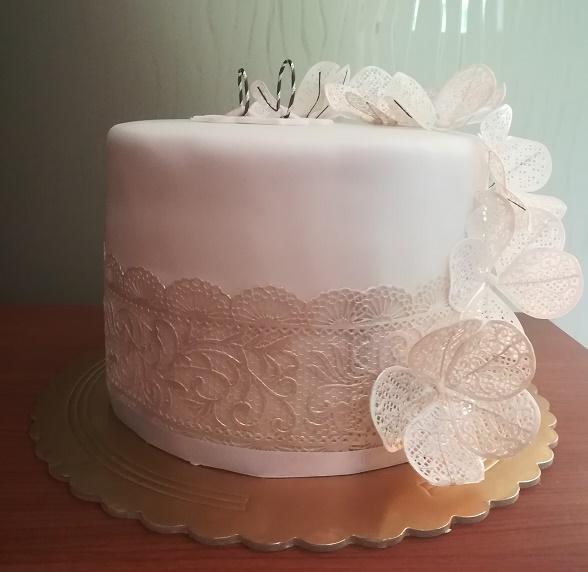 Svadobna s kvetmi z krajky, torta, Svadobné torty, Kkaty, 1