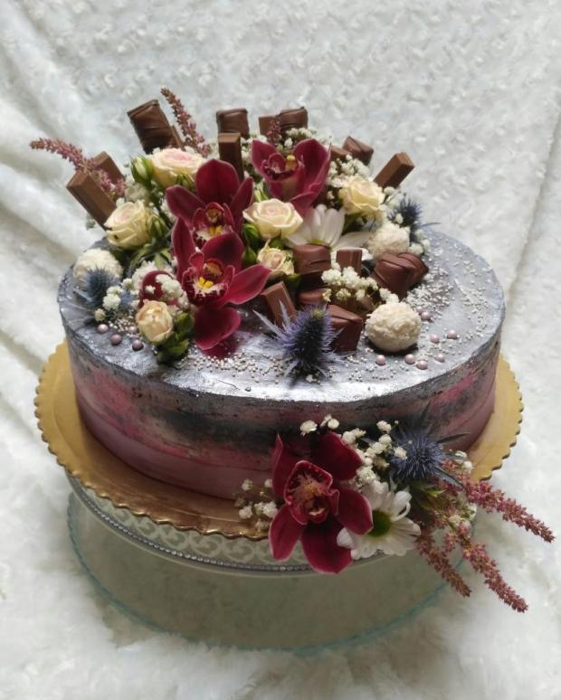 Orchidey so sladkosťami, torta, Narodeninové torty, Lucia Gažiová, 1