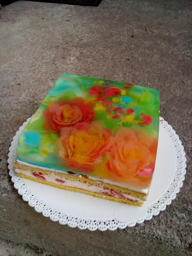 Ovocna so zelatinovymi kvetmi, torta, Narodeninové torty, Sigetka, 1