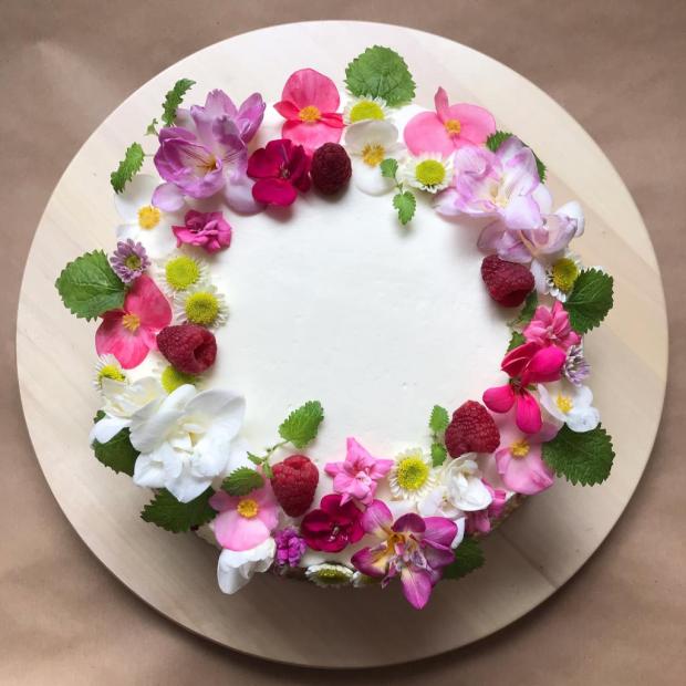 Malinovo cokoladova torta s jedlymi kvetmi, torta, Narodeninové torty, Cakes by Alexandra, 1