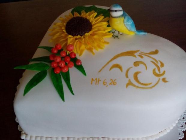 Narodeninové srdiečko so slnečnicou, torta, Narodeninové torty, Sigetka, 1