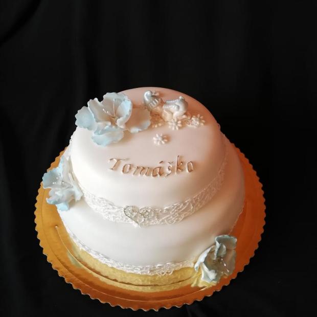 Krstinová v bledučko modrej, torta, Torty na krstiny, Ady033, 1