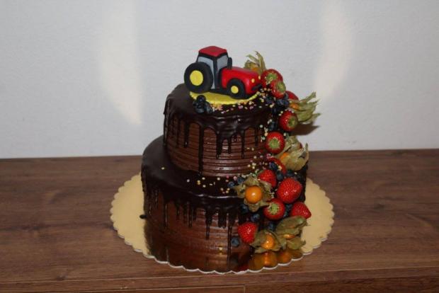 s traktorom, torta, Torty autíčka, vláčiky, korny, 1