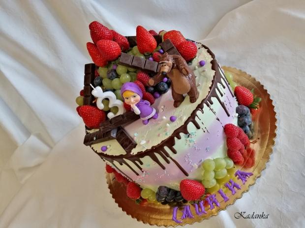 Drip tortička s Mášou a medveďom..., torta, Drip torty, Kadanka, 4