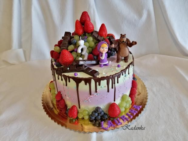 Drip tortička s Mášou a medveďom..., torta, Drip torty, Kadanka, 2
