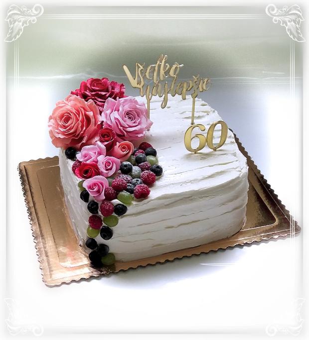 s buttercremom a  ružami z gumpasty, torta, Narodeninové torty, Danielita13, 1