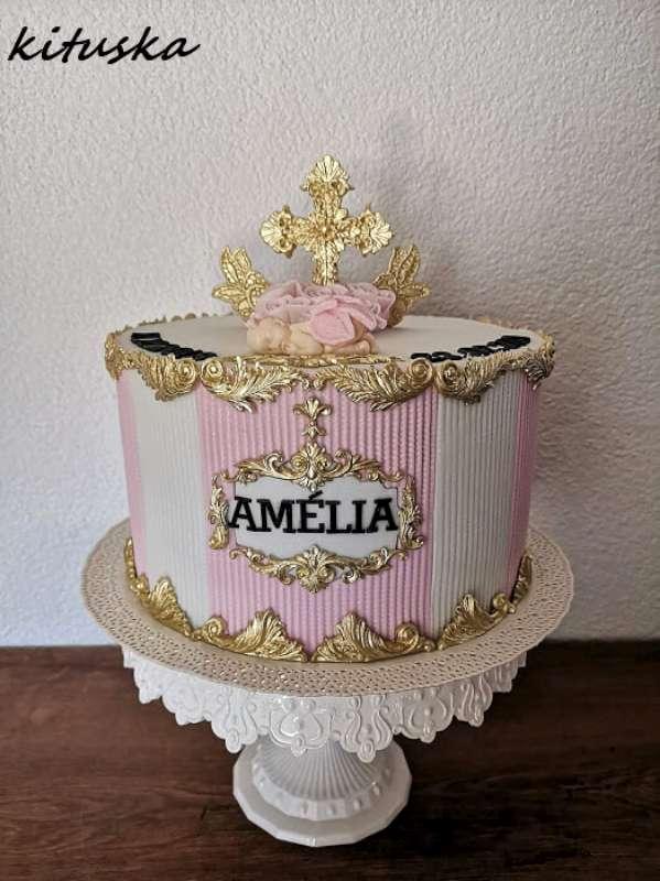 krstinová pre malú princezničku, torta, Torty na krstiny, kituska, 1