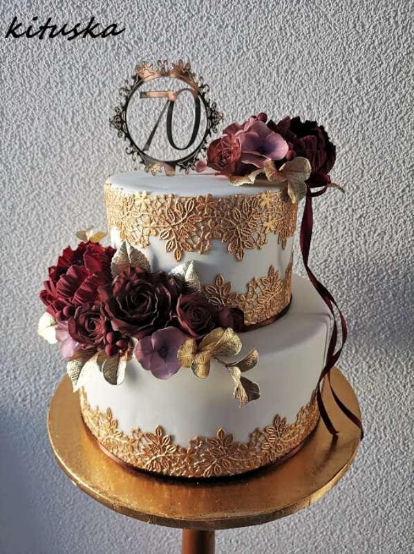 torta na narodeniny pre dámu s bordó kytičkou, torta, Narodeninové torty, kituska, 1