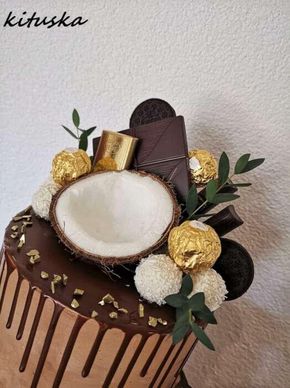 narodeninová torta čoko-rafaello, torta, Čokoládové torty, kituska, 3