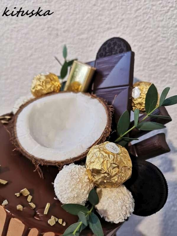 narodeninová torta čoko-rafaello, torta, Čokoládové torty, kituska, 2