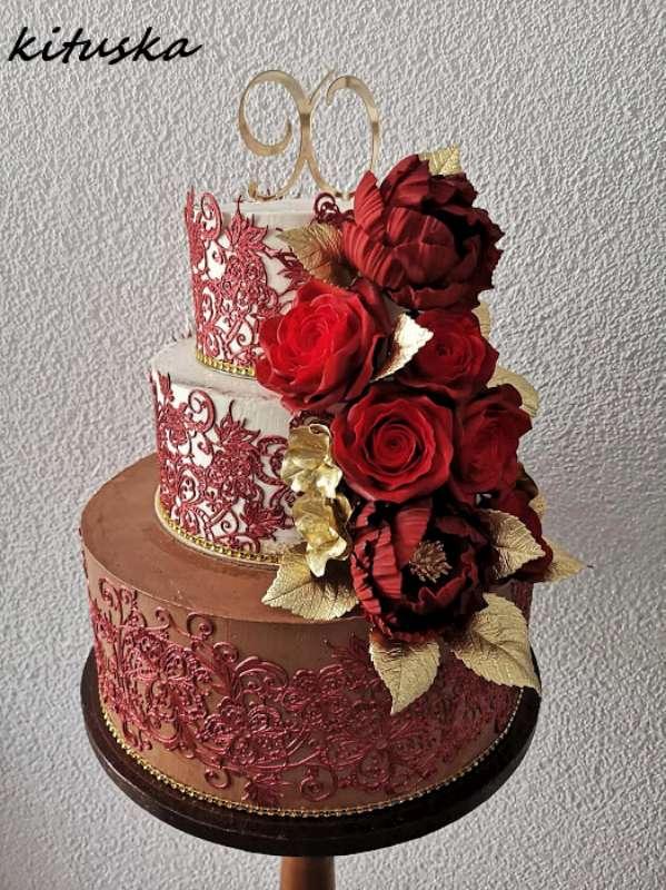 narodeninová torta v kréme s krajkou, torta, Narodeninové torty, kituska, 1