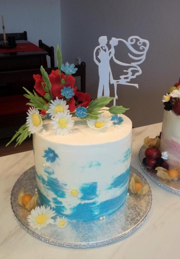 Svadobná s lúčnymi kvetmi, torta, Svadobné torty, babina 555, 2