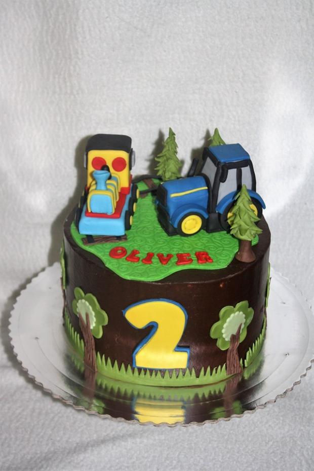 Čokoládová torta s vláčikom a traktorom, torta, Torty autíčka, vláčiky, stanula, 1