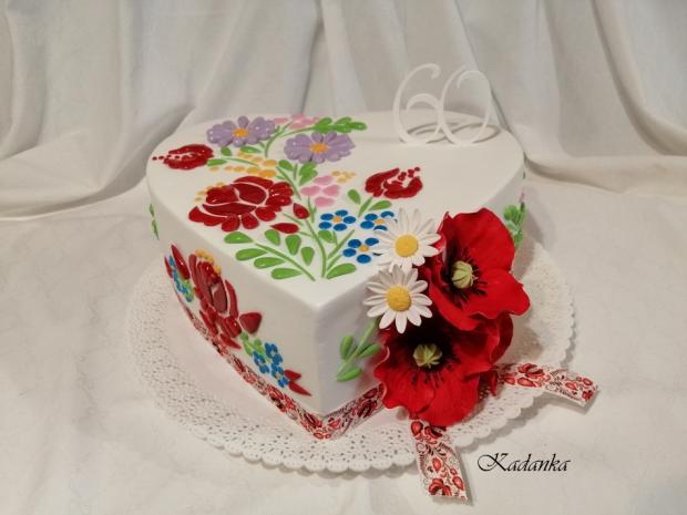 Vyšívané ľudové srdiečko k výročiu..., torta, Narodeninové torty, Kadanka, 1