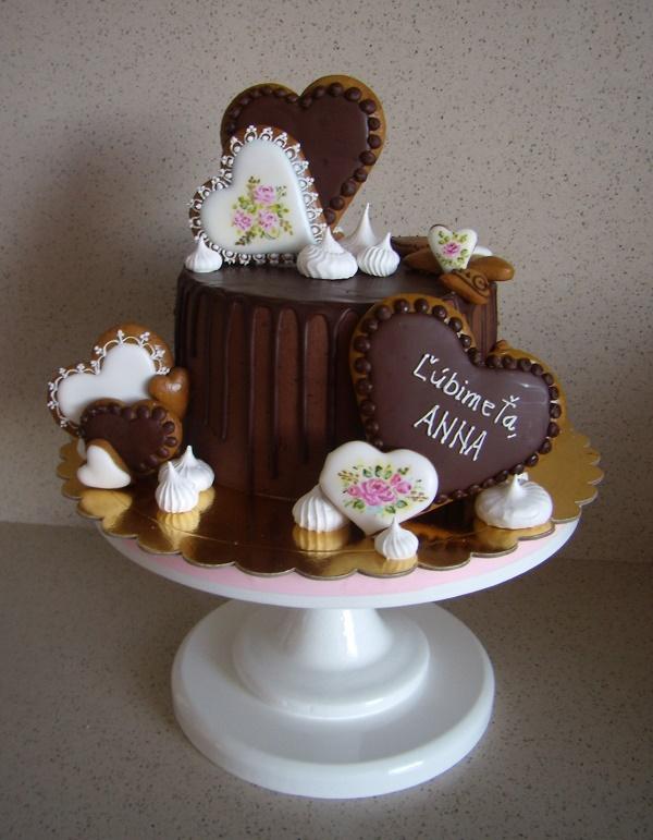 s medovníkovými srdiečkami, torta, Čokoládové torty s medovníkovými srdiečkami, torta, Čokoládové torty, mariaJ, 1