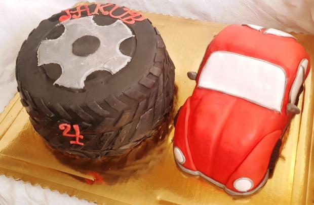 Autíčko a pneumatika..., torta, Torty autíčka, vláčiky, Mariolka, 1