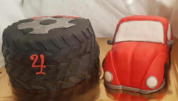 Autíčko a pneumatika..., torta, Torty autíčka, vláčiky, Mariolka, 2